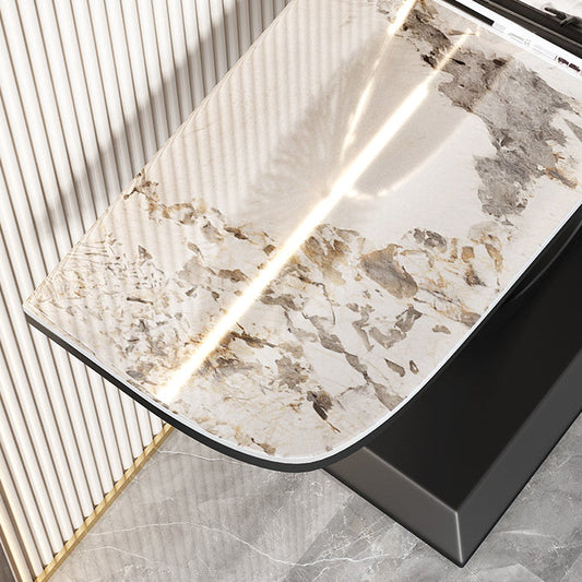 Mesa de la consola de media luna Table de sofá de consola de acabado antiguo en piedra