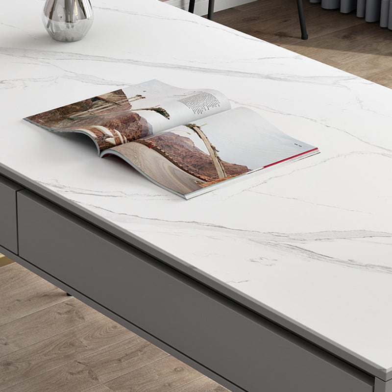 Modern Stone Office Desk Rectangular Shape Task Desk with 2-Drawers in Grey and Gold Clearhalo 'furn' 'furn_office_desk' 'Furniture' 'Office Desks' 'Office Furniture' 'office_desk' 6970235