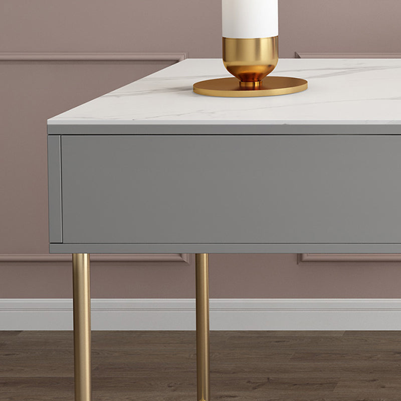 Modern Stone Office Desk Rectangular Shape Task Desk with 2-Drawers in Grey and Gold Clearhalo 'furn' 'furn_office_desk' 'Furniture' 'Office Desks' 'Office Furniture' 'office_desk' 6970236