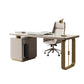 Modern Stone Office Desk Rectangular Shape Task Desk with 2-Legs Foe Office
