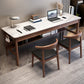 Modern Stone Office Desk Rectangular Shape Task Desk with 4-Legs in Brown/Natural/Grey