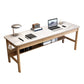 Modern Stone Office Desk Rectangular Shape Task Desk with 4-Legs in Brown/Natural/Grey