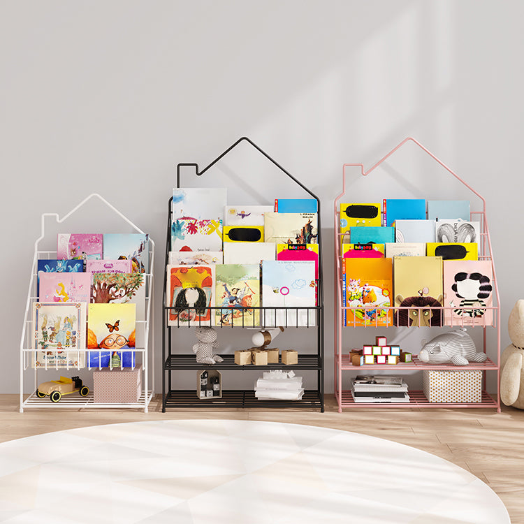 Skandinavischer geschlossener Rückenleiter Bücherregal Metall -Bücherregal mit Regalen