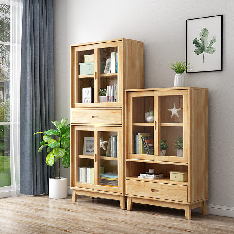 Modern Style Closed Back Bookshelf Standard Wooden Bookcase with Cabinets Clearhalo 'Bookcases' 'furn' 'furn_bookcases' 'Furniture' 'Office Furniture' 6970481