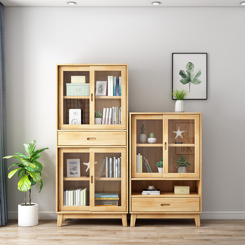 Modern Style Closed Back Bookshelf Standard Wooden Bookcase with Cabinets Clearhalo 'Bookcases' 'furn' 'furn_bookcases' 'Furniture' 'Office Furniture' 6970484