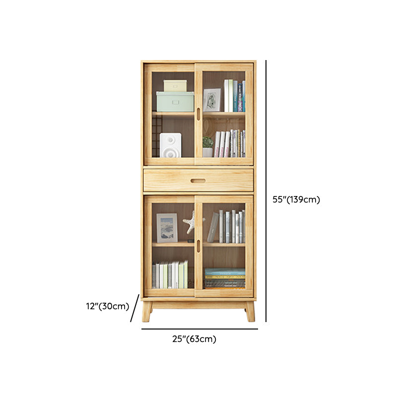 Modern Style Closed Back Bookshelf Standard Wooden Bookcase with Cabinets Clearhalo 'Bookcases' 'furn' 'furn_bookcases' 'Furniture' 'Office Furniture' 6970494