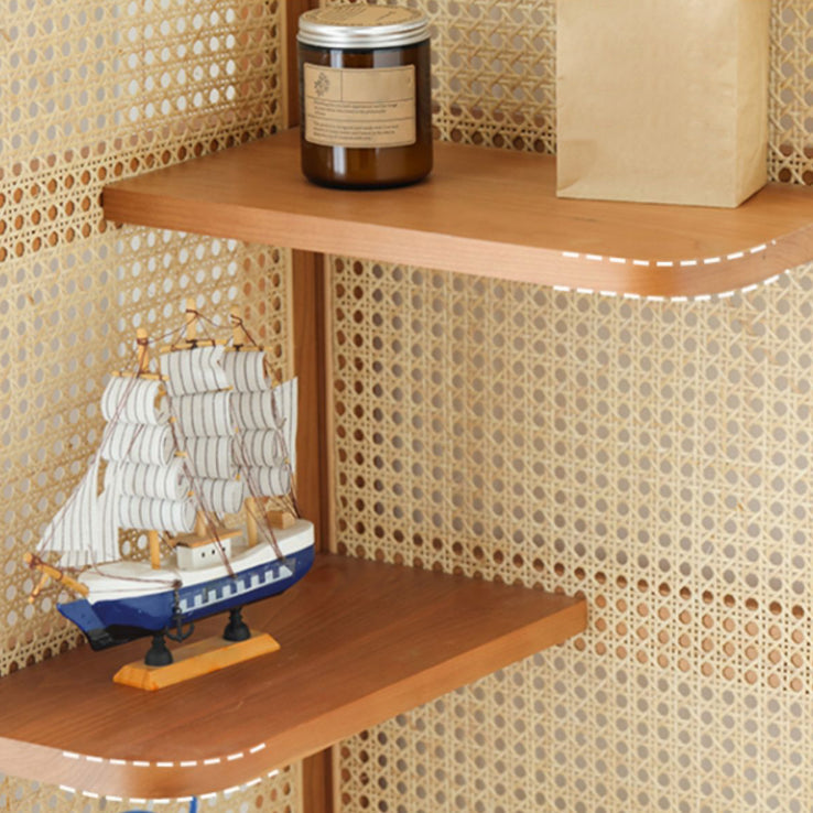 Hoek Scandinavische boekenkast Wooden gesloten achterste boekenplank met planken