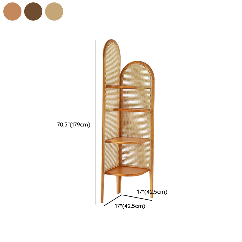 Hoek Scandinavische boekenkast Wooden gesloten achterste boekenplank met planken