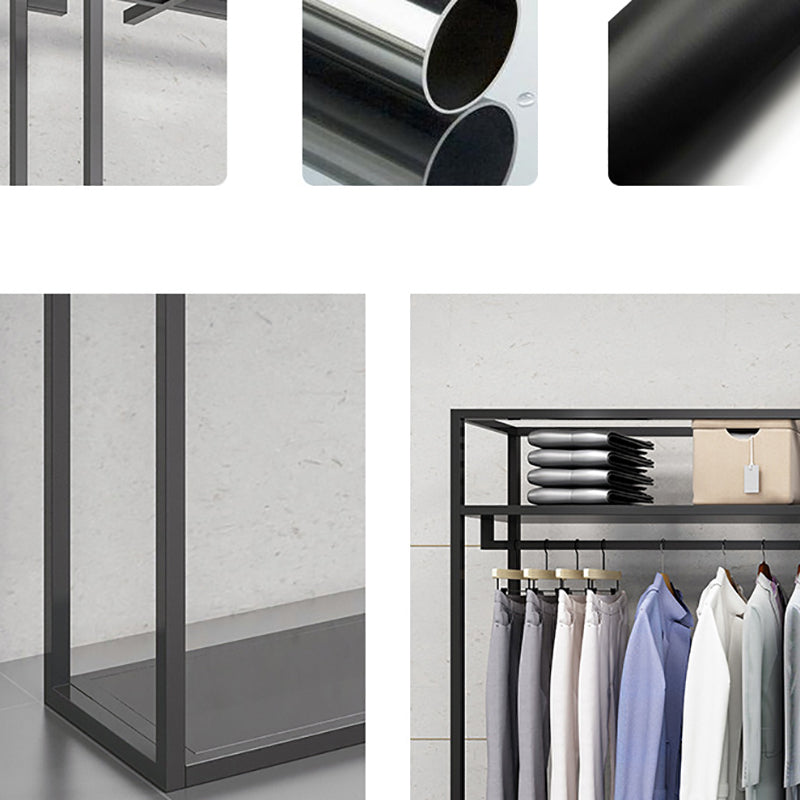 Rack de couche en fer de manteau de style industriel avec étagères de rangement