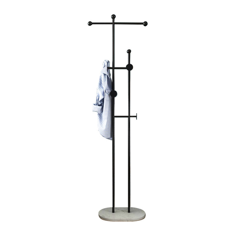 Gorgeous Coat Rack Bedroom Metal Hooks Coat Rack with Marble Bottom Gloss Black Clearhalo 'Entry & Mudroom Furniture' 'furn' 'furn_hall_tree_coat_racks' 'Furniture' 'Hall Trees & Coat Racks' 'hall_tree_coat_racks' 6970621