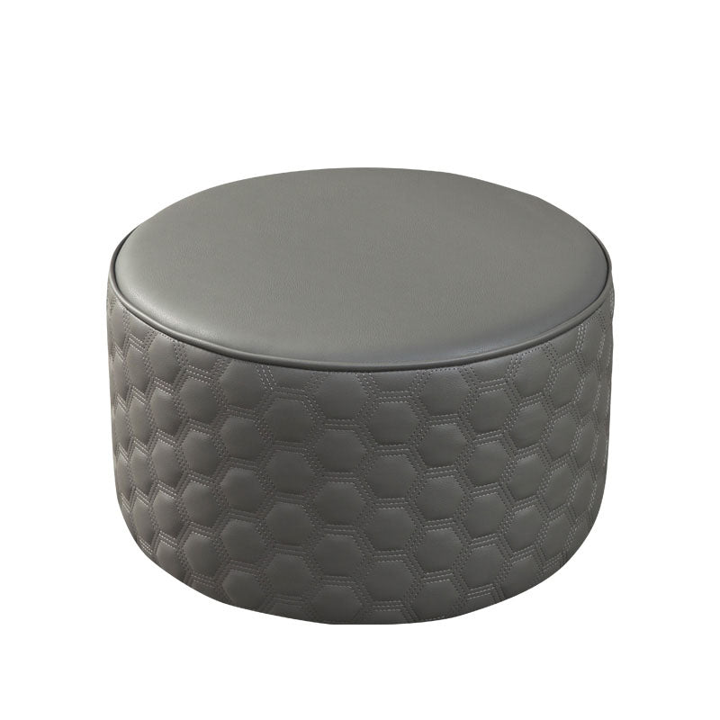Genuine Leather Standard Stool Modern Minimalist Round Footrest Dark Gray 1 Piece Clearhalo 'furn' 'furn_ottomans_poufs' 'Furniture' 'Living Room Furniture' 'Ottomans & Poufs' 'ottomans_poufs' 6970747