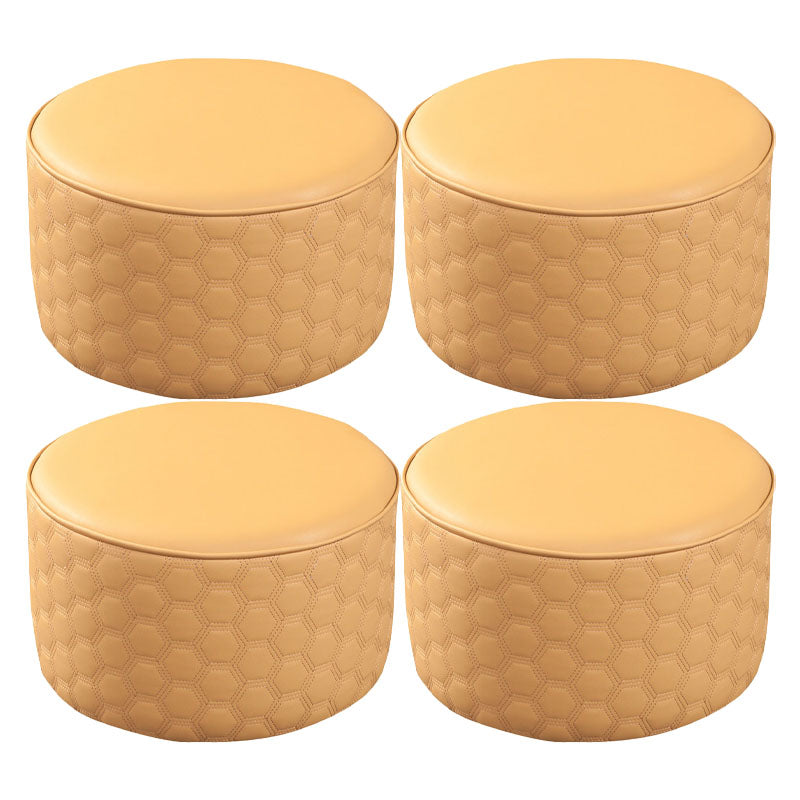 Genuine Leather Standard Stool Modern Minimalist Round Footrest Yellow 4 Piece Set Clearhalo 'furn' 'furn_ottomans_poufs' 'Furniture' 'Living Room Furniture' 'Ottomans & Poufs' 'ottomans_poufs' 6970748