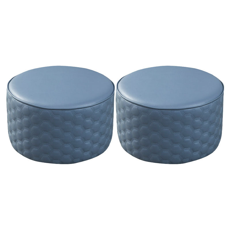 Genuine Leather Standard Stool Modern Minimalist Round Footrest Blue 2 Piece Set Clearhalo 'furn' 'furn_ottomans_poufs' 'Furniture' 'Living Room Furniture' 'Ottomans & Poufs' 'ottomans_poufs' 6970752