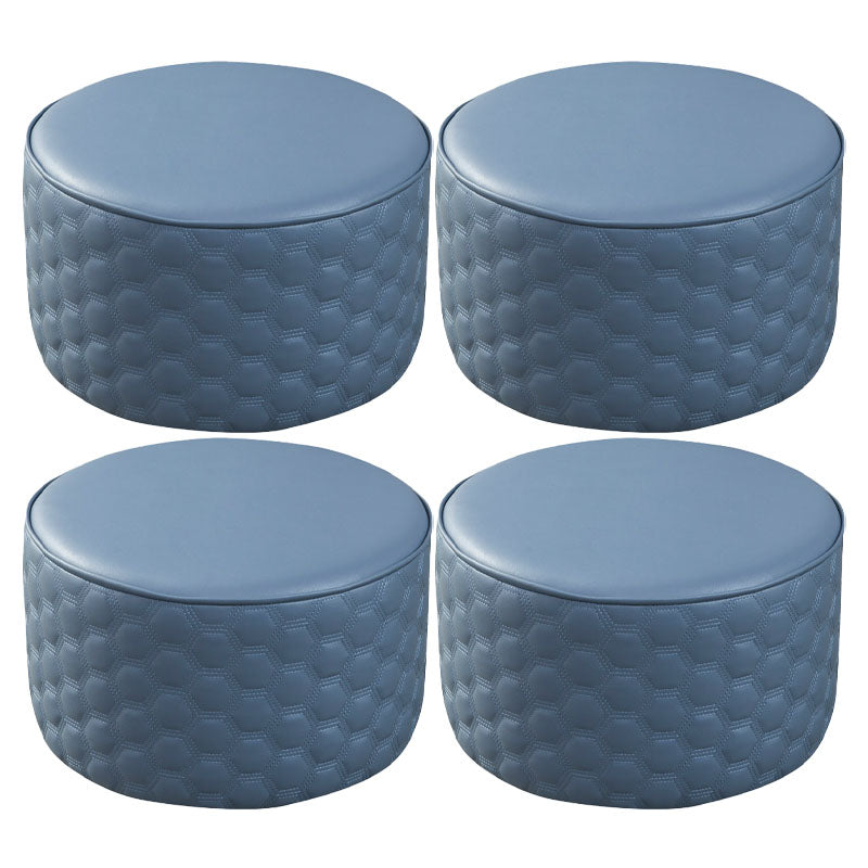 Genuine Leather Standard Stool Modern Minimalist Round Footrest Blue 4 Piece Set Clearhalo 'furn' 'furn_ottomans_poufs' 'Furniture' 'Living Room Furniture' 'Ottomans & Poufs' 'ottomans_poufs' 6970753
