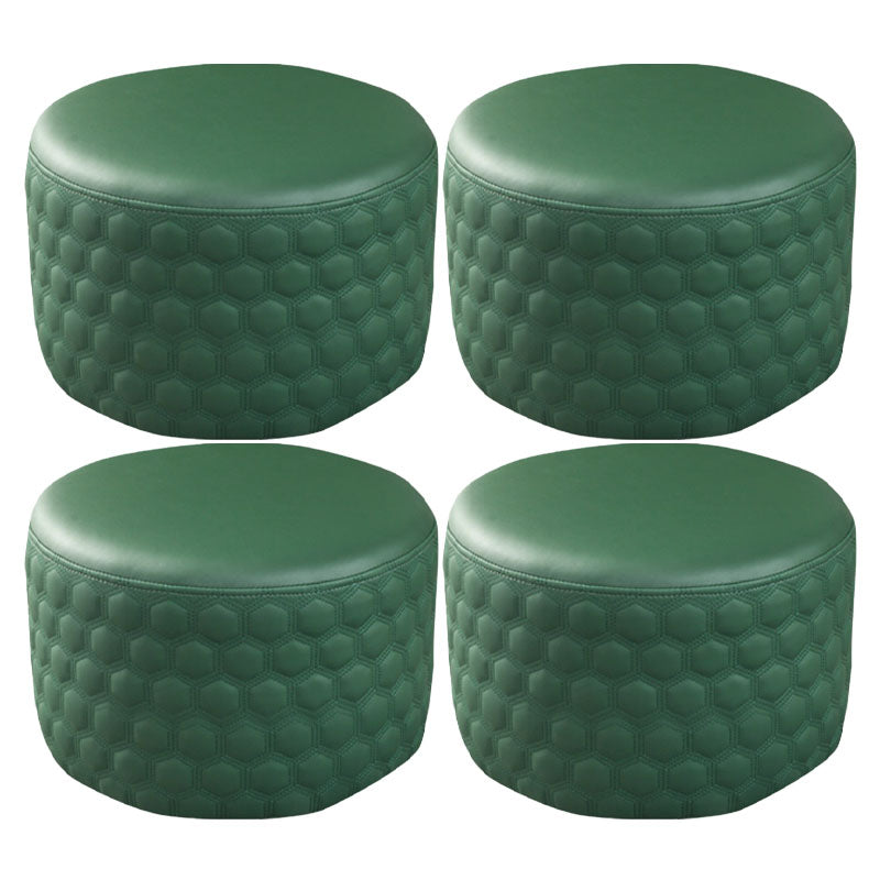 Genuine Leather Standard Stool Modern Minimalist Round Footrest Green 4 Piece Set Clearhalo 'furn' 'furn_ottomans_poufs' 'Furniture' 'Living Room Furniture' 'Ottomans & Poufs' 'ottomans_poufs' 6970760
