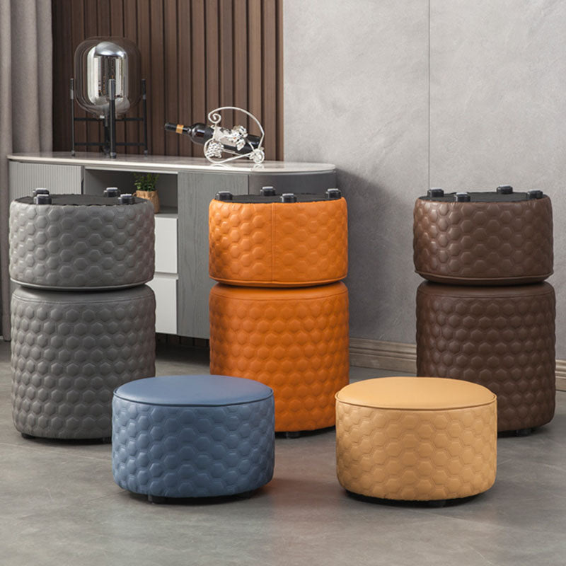 Genuine Leather Standard Stool Modern Minimalist Round Footrest Clearhalo 'furn' 'furn_ottomans_poufs' 'Furniture' 'Living Room Furniture' 'Ottomans & Poufs' 'ottomans_poufs' 6970766