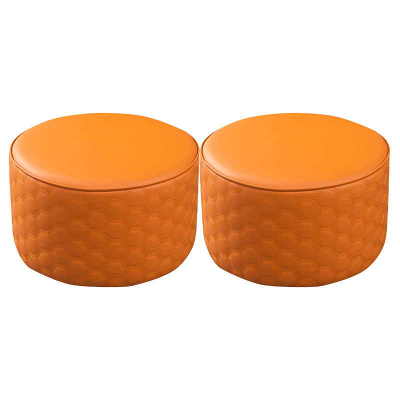 Genuine Leather Standard Stool Modern Minimalist Round Footrest Orange 2 Piece Set Clearhalo 'furn' 'furn_ottomans_poufs' 'Furniture' 'Living Room Furniture' 'Ottomans & Poufs' 'ottomans_poufs' 6970769