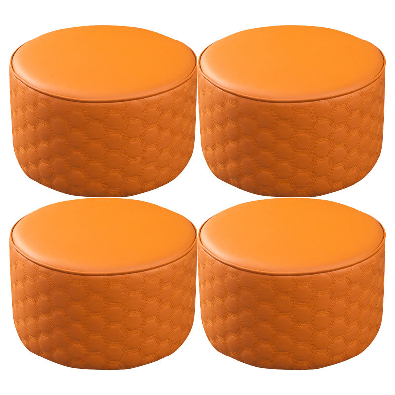 Genuine Leather Standard Stool Modern Minimalist Round Footrest Orange 4 Piece Set Clearhalo 'furn' 'furn_ottomans_poufs' 'Furniture' 'Living Room Furniture' 'Ottomans & Poufs' 'ottomans_poufs' 6970770