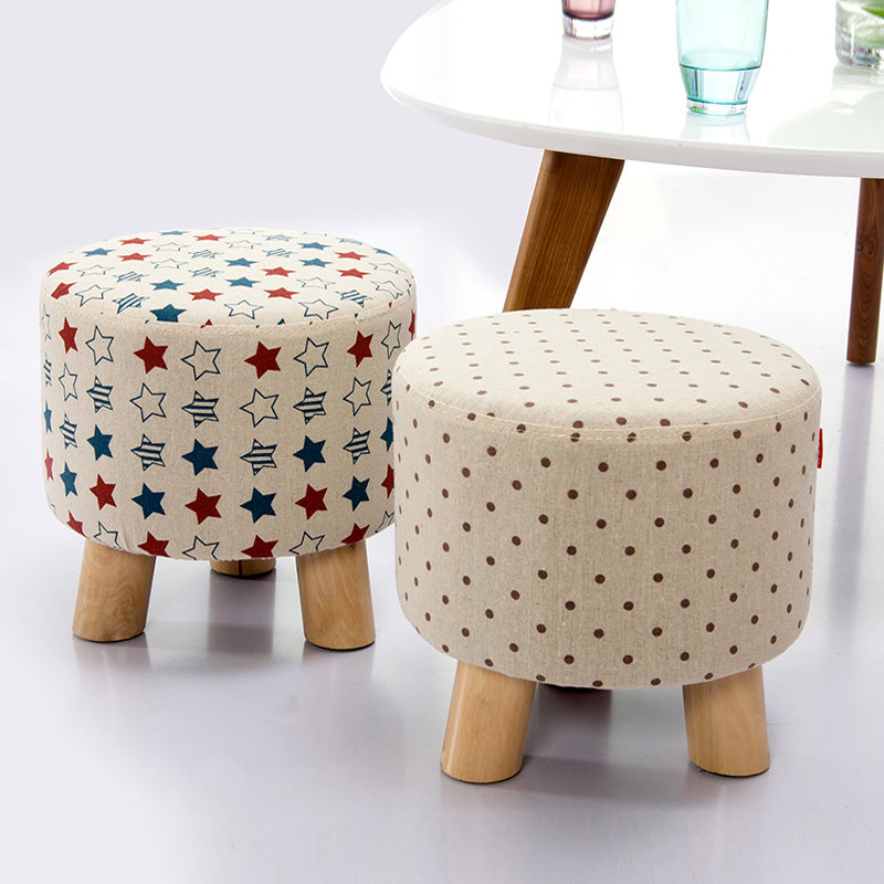 Fabric Standard Stool Contemporary Simple Round Upholstered Ottoman Clearhalo 'furn' 'furn_ottomans_poufs' 'Furniture' 'Living Room Furniture' 'Ottomans & Poufs' 'ottomans_poufs' 6970775