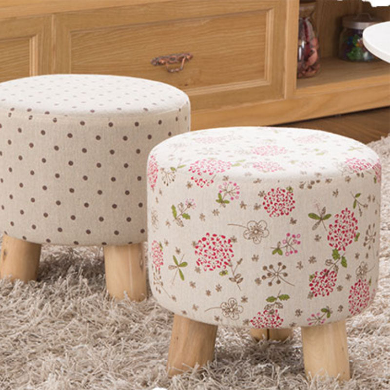 Fabric Standard Stool Contemporary Simple Round Upholstered Ottoman Clearhalo 'furn' 'furn_ottomans_poufs' 'Furniture' 'Living Room Furniture' 'Ottomans & Poufs' 'ottomans_poufs' 6970777