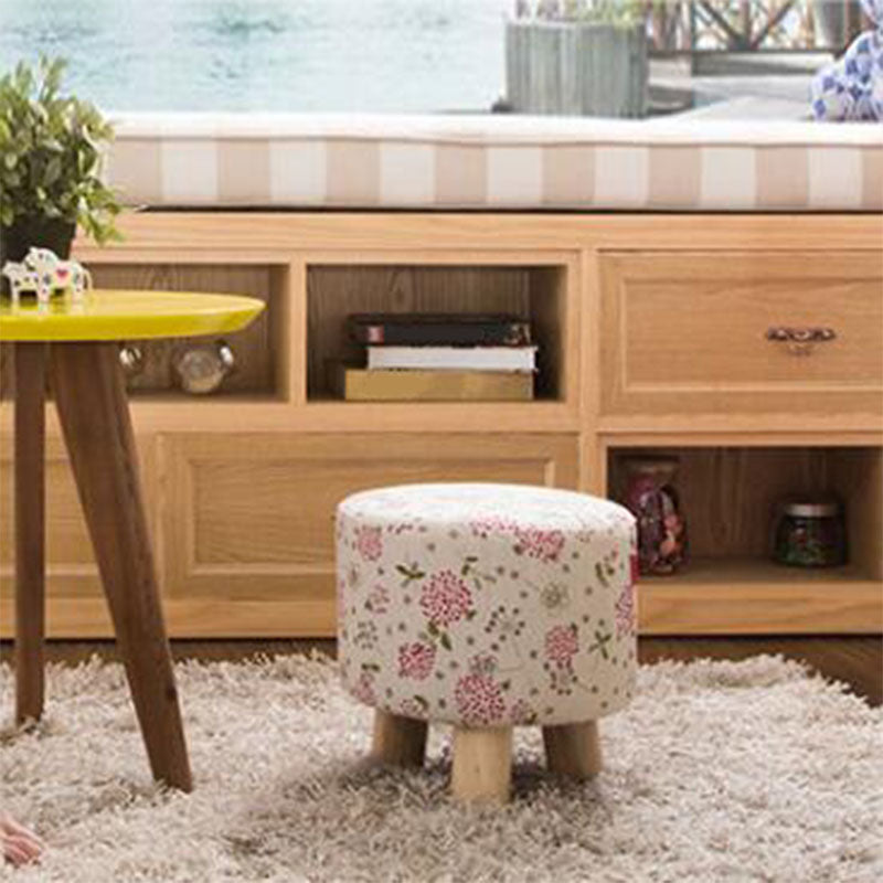 Fabric Standard Stool Contemporary Simple Round Upholstered Ottoman Clearhalo 'furn' 'furn_ottomans_poufs' 'Furniture' 'Living Room Furniture' 'Ottomans & Poufs' 'ottomans_poufs' 6970779