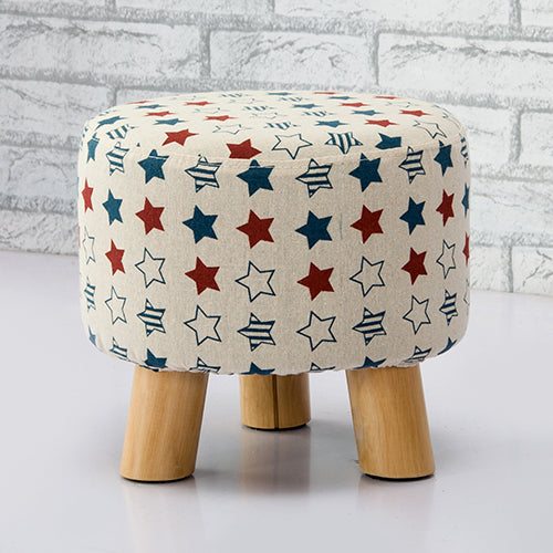 Fabric Standard Stool Contemporary Simple Round Upholstered Ottoman Blue White 1 Piece Clearhalo 'furn' 'furn_ottomans_poufs' 'Furniture' 'Living Room Furniture' 'Ottomans & Poufs' 'ottomans_poufs' 6970780