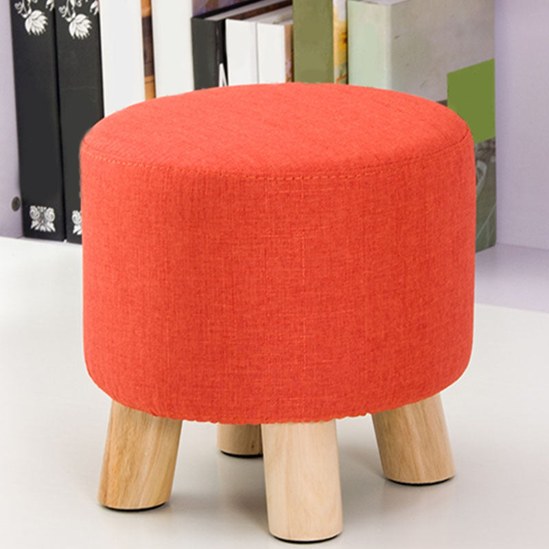 Fabric Standard Stool Contemporary Simple Round Upholstered Ottoman Orange 1 Piece Clearhalo 'furn' 'furn_ottomans_poufs' 'Furniture' 'Living Room Furniture' 'Ottomans & Poufs' 'ottomans_poufs' 6970784