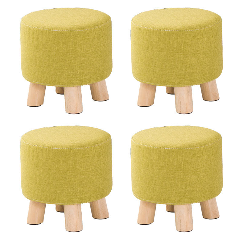 Fabric Standard Stool Contemporary Simple Round Upholstered Ottoman Green 4 Piece Set Clearhalo 'furn' 'furn_ottomans_poufs' 'Furniture' 'Living Room Furniture' 'Ottomans & Poufs' 'ottomans_poufs' 6970790