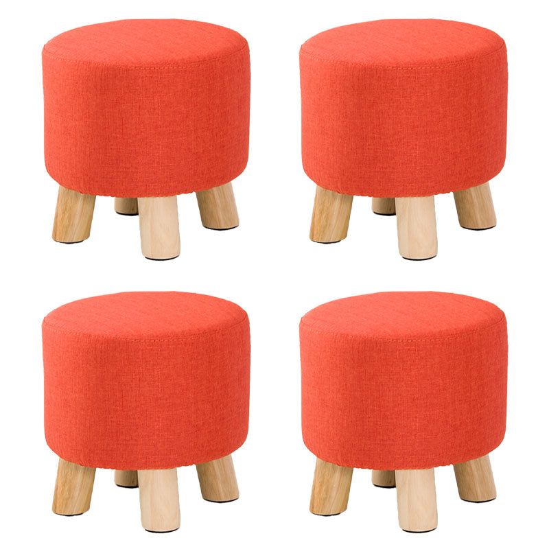 Fabric Standard Stool Contemporary Simple Round Upholstered Ottoman Orange 4 Piece Set Clearhalo 'furn' 'furn_ottomans_poufs' 'Furniture' 'Living Room Furniture' 'Ottomans & Poufs' 'ottomans_poufs' 6970793
