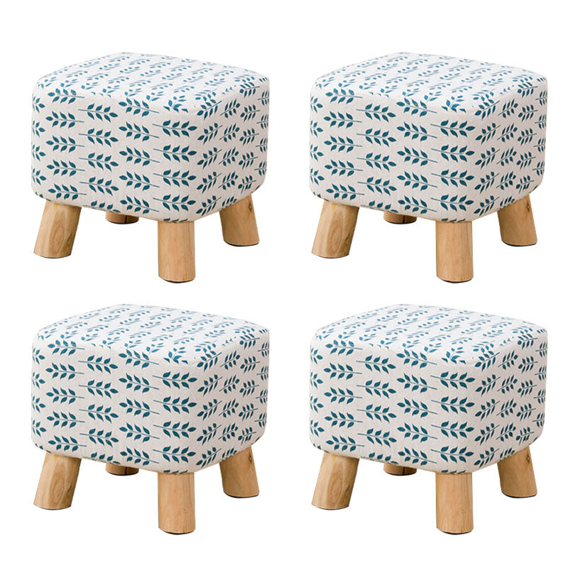 Fabric Standard Stool Contemporary Simple Square Upholstered Ottoman Blue White 4 Piece Set Clearhalo 'furn' 'furn_ottomans_poufs' 'Furniture' 'Living Room Furniture' 'Ottomans & Poufs' 'ottomans_poufs' 6970827