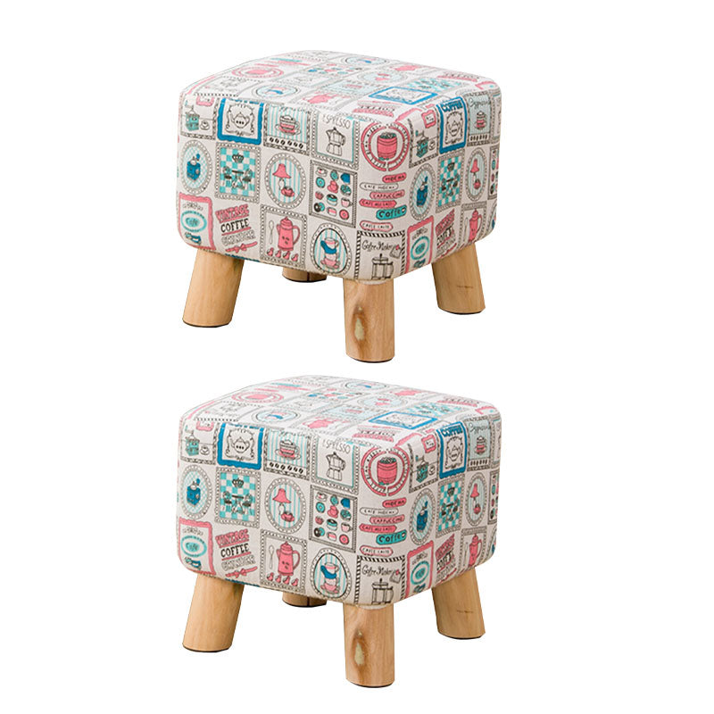 Fabric Standard Stool Contemporary Simple Square Upholstered Ottoman Pink White 2 Piece Set Clearhalo 'furn' 'furn_ottomans_poufs' 'Furniture' 'Living Room Furniture' 'Ottomans & Poufs' 'ottomans_poufs' 6970828