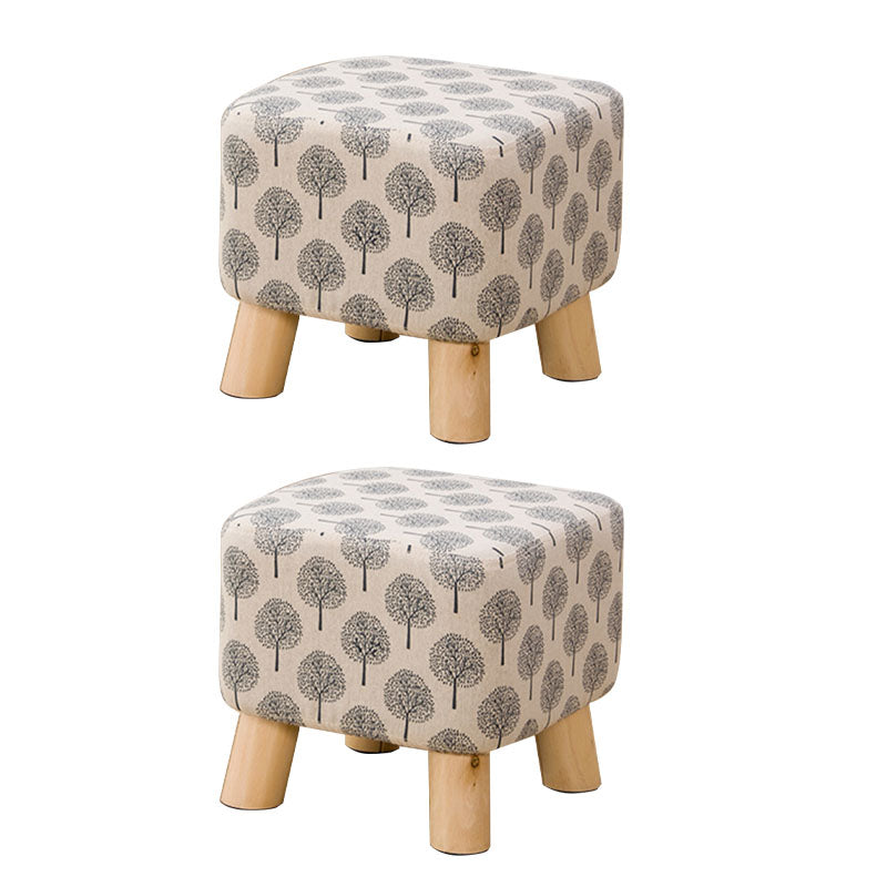 Fabric Standard Stool Contemporary Simple Square Upholstered Ottoman Grey White 2 Piece Set Clearhalo 'furn' 'furn_ottomans_poufs' 'Furniture' 'Living Room Furniture' 'Ottomans & Poufs' 'ottomans_poufs' 6970830