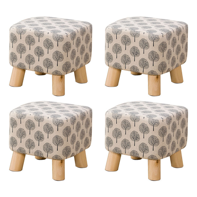 Fabric Standard Stool Contemporary Simple Square Upholstered Ottoman Grey White 4 Piece Set Clearhalo 'furn' 'furn_ottomans_poufs' 'Furniture' 'Living Room Furniture' 'Ottomans & Poufs' 'ottomans_poufs' 6970831
