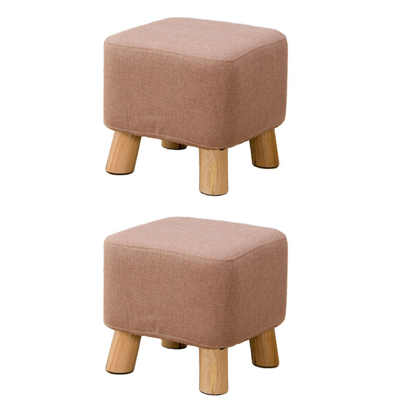 Fabric Standard Stool Contemporary Simple Square Upholstered Ottoman Brown 2 Piece Set Clearhalo 'furn' 'furn_ottomans_poufs' 'Furniture' 'Living Room Furniture' 'Ottomans & Poufs' 'ottomans_poufs' 6970832