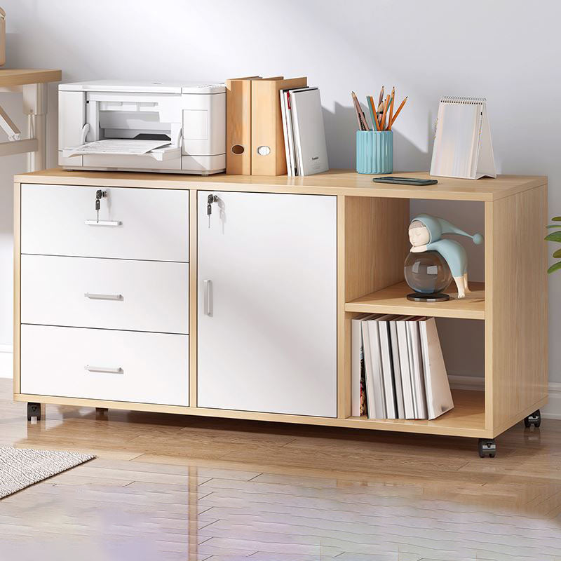 Traditional Cabinet Wood Drawers Storage Shelves Filing Cabinet with Wheels Clearhalo 'Filing Cabinets' 'filling_cabinets' 'furn' 'furn_filling_cabinets' 'Furniture' 'Office Furniture' 6970957