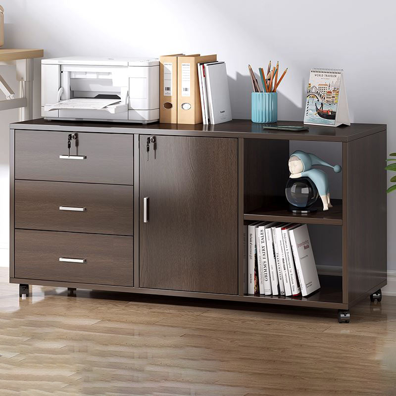 Traditional Cabinet Wood Drawers Storage Shelves Filing Cabinet with Wheels Clearhalo 'Filing Cabinets' 'filling_cabinets' 'furn' 'furn_filling_cabinets' 'Furniture' 'Office Furniture' 6970960