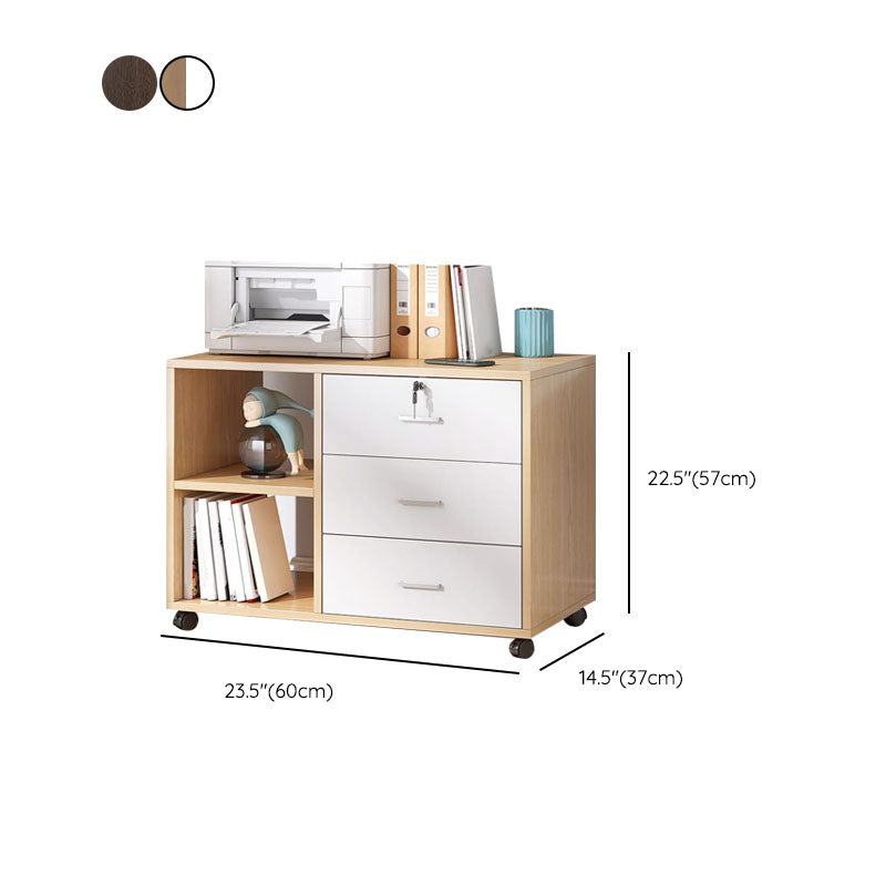 Traditional Cabinet Wood Drawers Storage Shelves Filing Cabinet with Wheels Clearhalo 'Filing Cabinets' 'filling_cabinets' 'furn' 'furn_filling_cabinets' 'Furniture' 'Office Furniture' 6970961