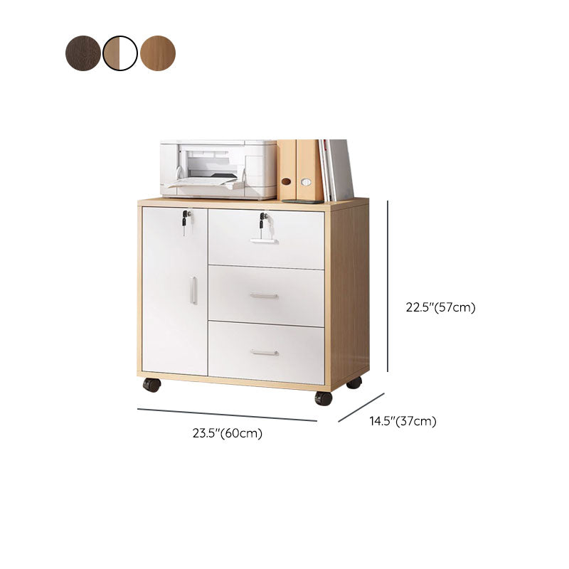 Traditional Cabinet Wood Drawers Storage Shelves Filing Cabinet with Wheels Clearhalo 'Filing Cabinets' 'filling_cabinets' 'furn' 'furn_filling_cabinets' 'Furniture' 'Office Furniture' 6970962