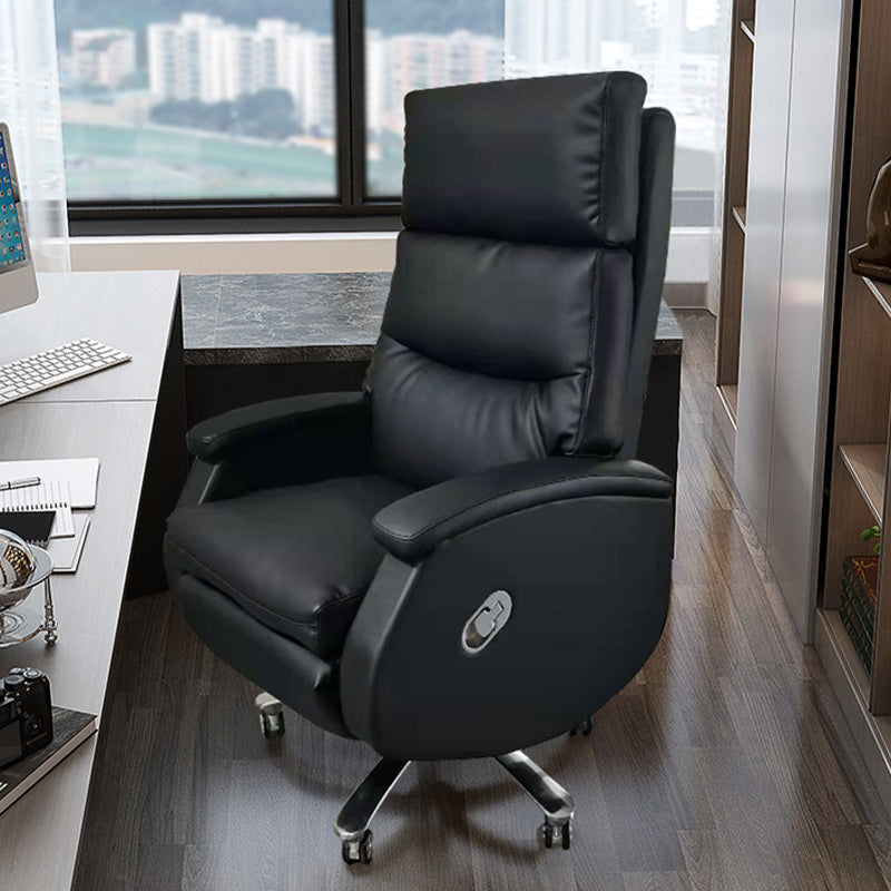 Modern Office Chair Armless Leather Adjustable Seat Height Desk Chair with Wheels Black 1 Piece Clearhalo 'furn' 'furn_office_chair' 'Furniture' 'Office Chairs' 'Office Furniture' 'office_chair' 6971071