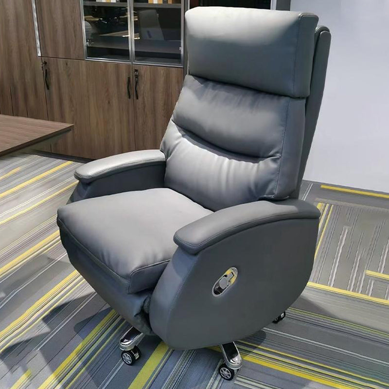 Modern Office Chair Armless Leather Adjustable Seat Height Desk Chair with Wheels Grey 1 Piece Clearhalo 'furn' 'furn_office_chair' 'Furniture' 'Office Chairs' 'Office Furniture' 'office_chair' 6971073
