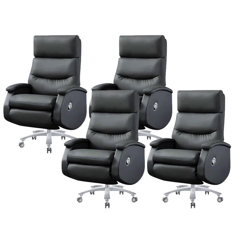 Modern Office Chair Armless Leather Adjustable Seat Height Desk Chair with Wheels Black 4 Piece Set Clearhalo 'furn' 'furn_office_chair' 'Furniture' 'Office Chairs' 'Office Furniture' 'office_chair' 6971074
