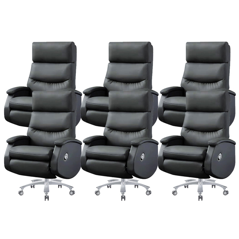 Modern Office Chair Armless Leather Adjustable Seat Height Desk Chair with Wheels Black 6 Piece Set Clearhalo 'furn' 'furn_office_chair' 'Furniture' 'Office Chairs' 'Office Furniture' 'office_chair' 6971075