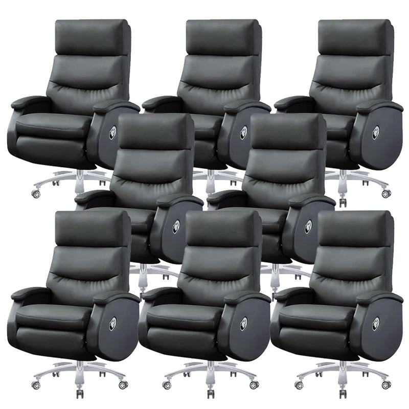 Modern Office Chair Armless Leather Adjustable Seat Height Desk Chair with Wheels Black 8 Piece Set Clearhalo 'furn' 'furn_office_chair' 'Furniture' 'Office Chairs' 'Office Furniture' 'office_chair' 6971077