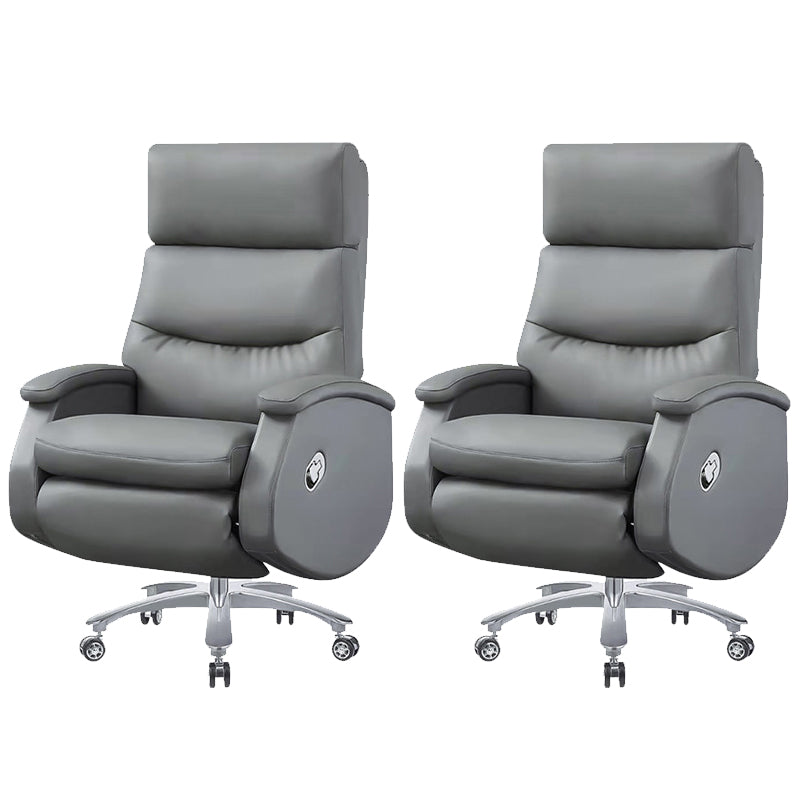 Modern Office Chair Armless Leather Adjustable Seat Height Desk Chair with Wheels Grey 2 Piece Set Clearhalo 'furn' 'furn_office_chair' 'Furniture' 'Office Chairs' 'Office Furniture' 'office_chair' 6971079