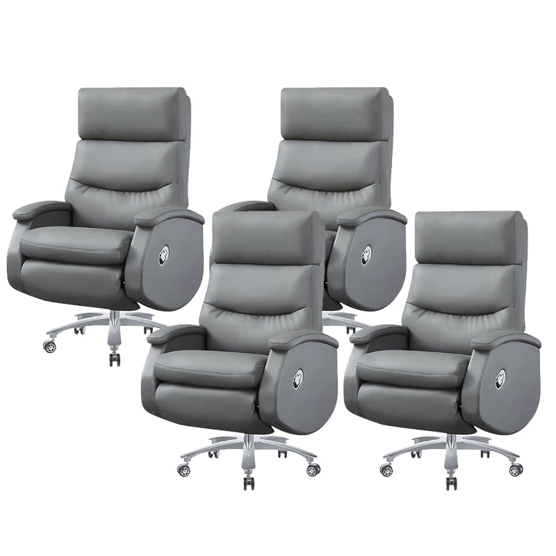 Modern Office Chair Armless Leather Adjustable Seat Height Desk Chair with Wheels Grey 4 Piece Set Clearhalo 'furn' 'furn_office_chair' 'Furniture' 'Office Chairs' 'Office Furniture' 'office_chair' 6971081