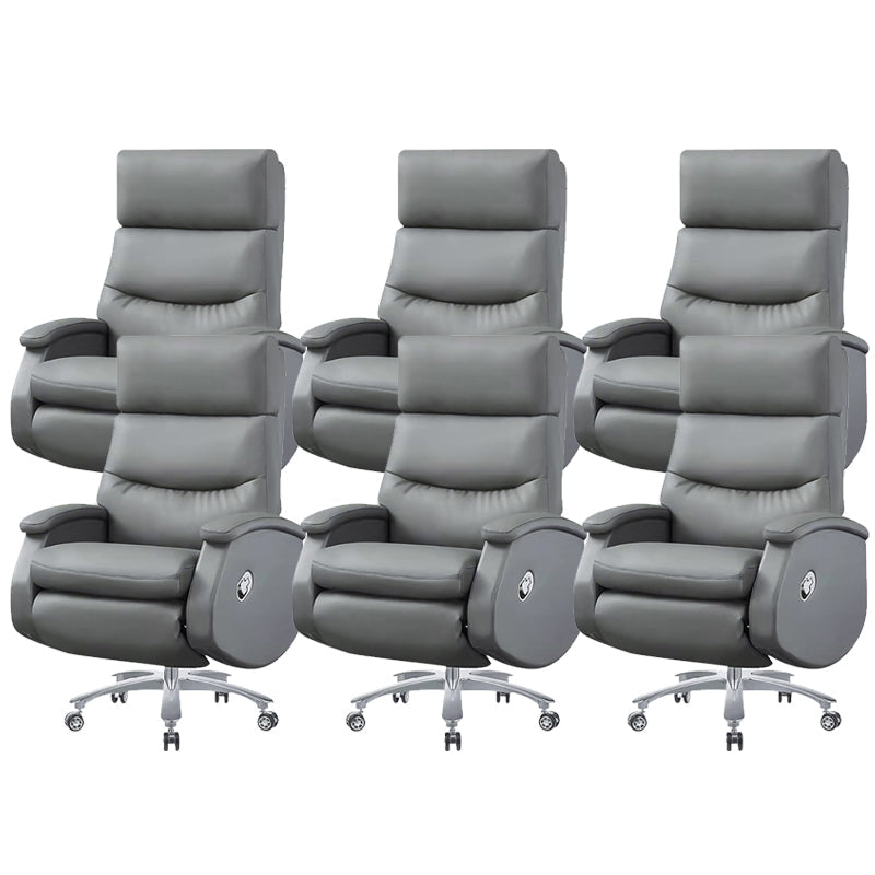 Modern Office Chair Armless Leather Adjustable Seat Height Desk Chair with Wheels Grey 6 Piece Set Clearhalo 'furn' 'furn_office_chair' 'Furniture' 'Office Chairs' 'Office Furniture' 'office_chair' 6971083