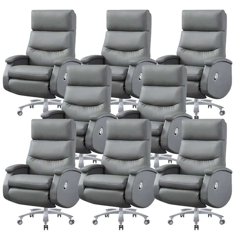 Modern Office Chair Armless Leather Adjustable Seat Height Desk Chair with Wheels Grey 8 Piece Set Clearhalo 'furn' 'furn_office_chair' 'Furniture' 'Office Chairs' 'Office Furniture' 'office_chair' 6971085