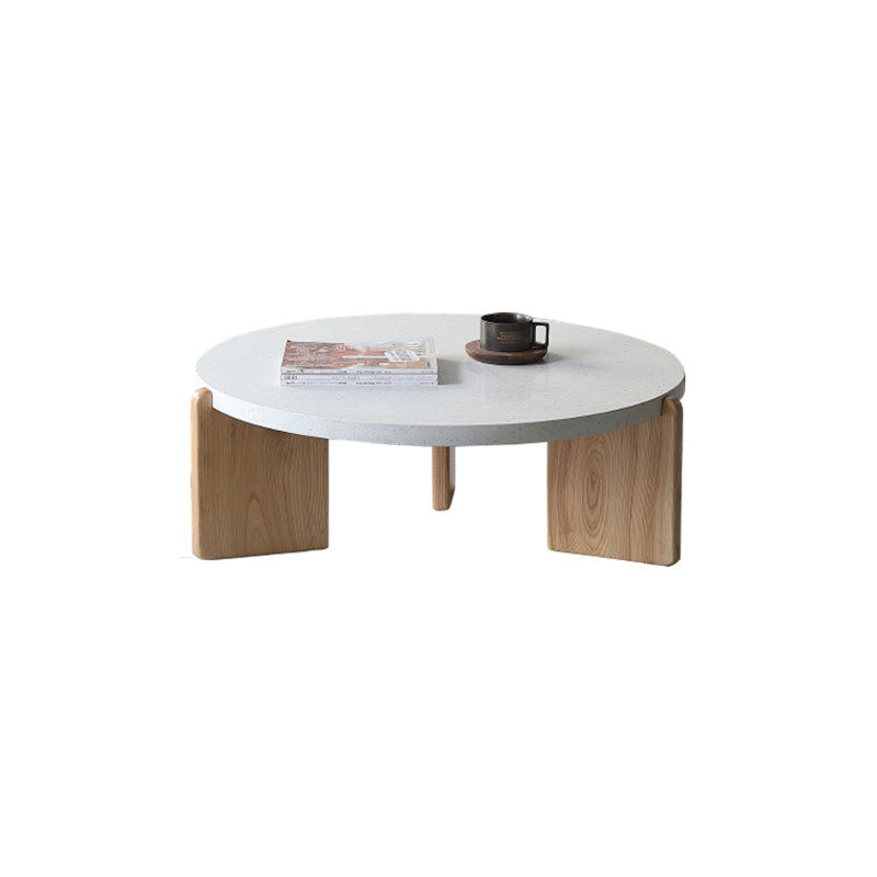 Solid Wood Coffee Table Modern Natural & White Geometric Cocktail Table Clearhalo 'Coffee & Accent Tables' 'Coffee Tables' 'coffee_tables' 'furn' 'furn_coffee_tables' 'Furniture' 'Living Room Furniture' 6974718