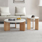 Solid Wood Coffee Table Modern Natural & White Geometric Cocktail Table 39"L x 39"W x 15"H+20"L x 20"W x 20"H Clearhalo 'Coffee & Accent Tables' 'Coffee Tables' 'coffee_tables' 'furn' 'furn_coffee_tables' 'Furniture' 'Living Room Furniture' 6974724