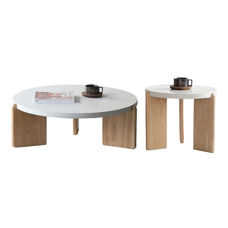 Solid Wood Coffee Table Modern Natural & White Geometric Cocktail Table Clearhalo 'Coffee & Accent Tables' 'Coffee Tables' 'coffee_tables' 'furn' 'furn_coffee_tables' 'Furniture' 'Living Room Furniture' 6974725
